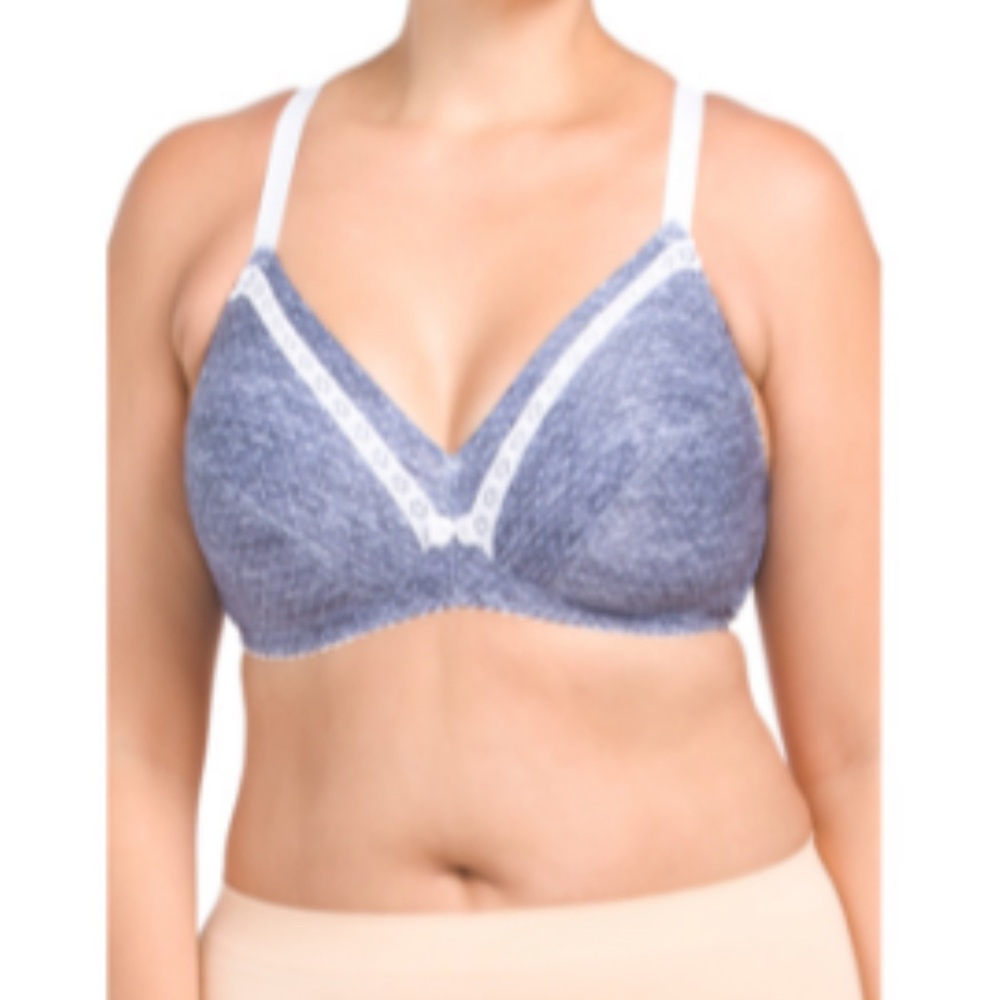 ANTIGEL 36E Full Figure Wire Free Bra-Denim Color